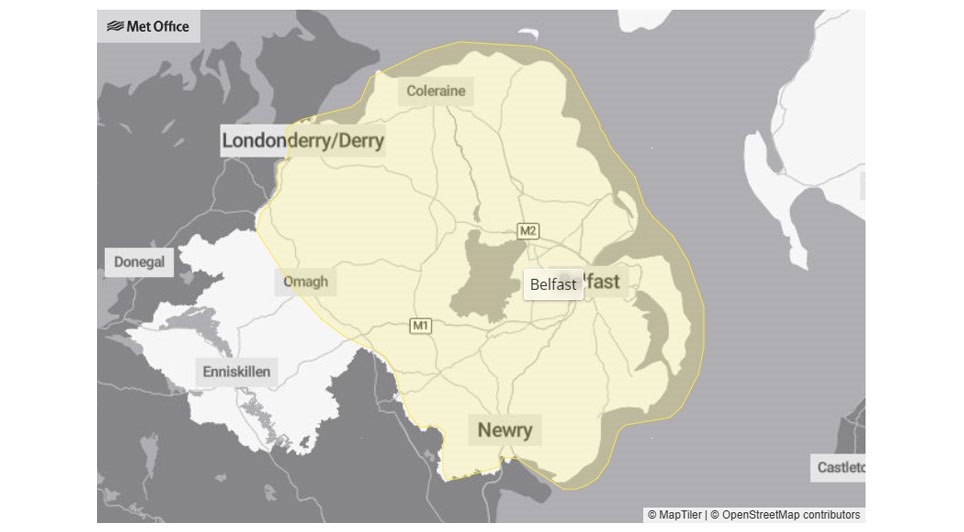 Heavy Rain Warning Issued Across Northern Ireland